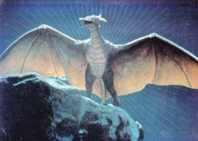 GODZILLA CHROMIUM 1996 PARALLEL HOLOCHROME STICKER # 32 RODAN WINGED DRAGON-image