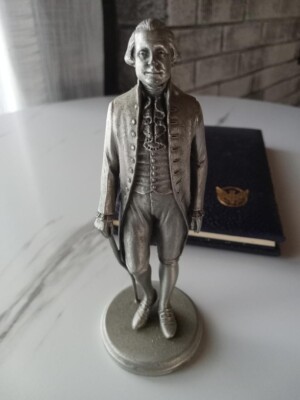 Set of 38 Lance pewter President figurines each with leather bound book  -image