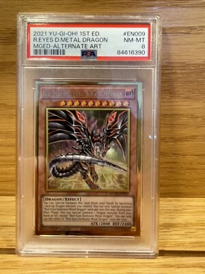 Yugioh Red-Eyes Darkness Metal Dragon MGED-EN009 Gold Rare 1st Alt Art PSA 8-image