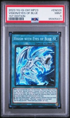 2023 YuGiOh! Dueling Heroes Vision w/ Eyes of Blue ULTRA RARE 1st Ed. PSA 9 MINT-image
