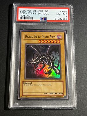 Yu Gi Oh Black Dragon Red Eyes LDD-I056 ITA PSA 8 Vintage Lob-image