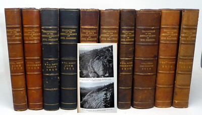 1909- 1915 Leather Civil Engineering Set 10 Dam Tunnel Bridges Railroad Pipeline-image