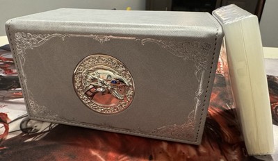 Blue-Eyes White Dragon Deck w/ Custom Deck Box, Sleeves & Metal Field Center.-image