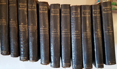 1881 The Works Of Shakespeare Leatherbound - 11 Volumes  Hudson's Students Notes-image