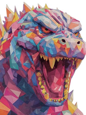 Cubist Godzilla Vinyl Car Decal Sticker – Waterproof & UV-Resistant-image