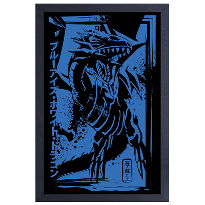 YU-GI-OH BLUE EYES WHITE DRAGON FRAMED ART PRINT - Minor Imperfections-image