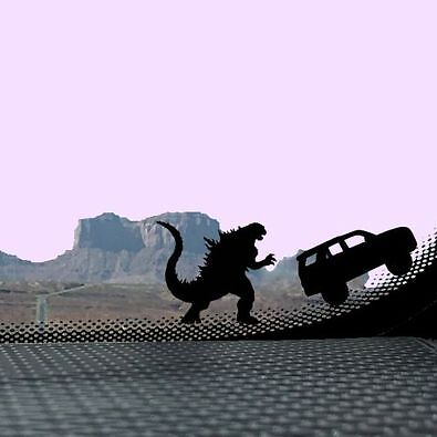 Tiny Godzilla Chasing 4runner Decals-image