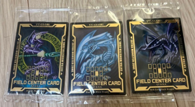 Yu-Gi-Oh Field Center Card set of 3 Sealed BLUE-EYES DARK MAGICIAN RED-EYES-image