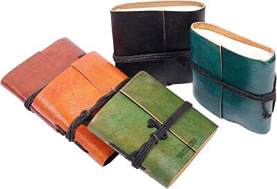  Handmade Leather Bound Book of Shadows Mini Leather Journal Notebook Blank -image