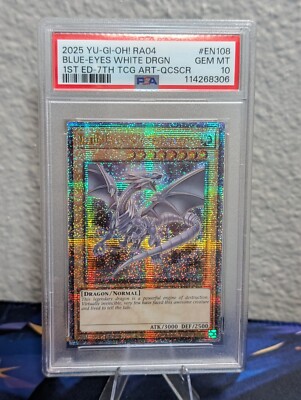 2025 Yu-Gi-Oh! QC Stampede Blue Eyes White Dragon 7th Art 1st Ed QCSC PSA 10-image