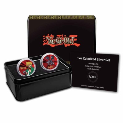 2022 Yu-Gi-Oh! JOEY & RED-EYES BLACK DRAGON 2 x 1oz Silver Coin Set $2 Niue-image
