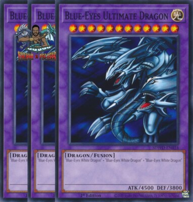 Yugioh! 3x Blue-Eyes Ultimate Dragon SDWD-EN034 Common NM-image