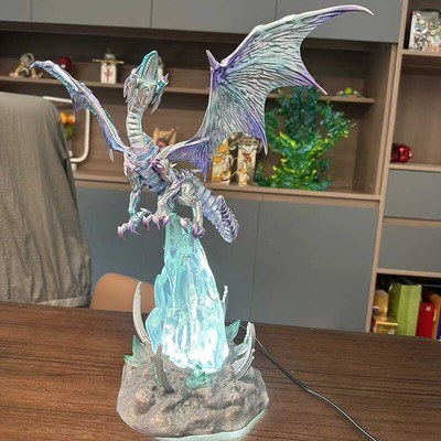 YU-GI-OH! Blue-Eyes White Dragon Figure W/ Base Light Up Model Toy Collect 45cm-image