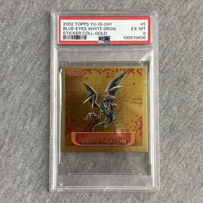 2002 Topps Yu-Gi-Oh! Sticker Collection #5 Blue-Eyes White Dragon Gold PSA 6-image