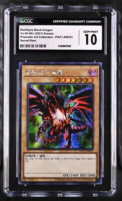 Yugioh Korean - Red-Eyes Black Dragon Secret Rare CGC 10 Gem Mint - Free Pack!-image
