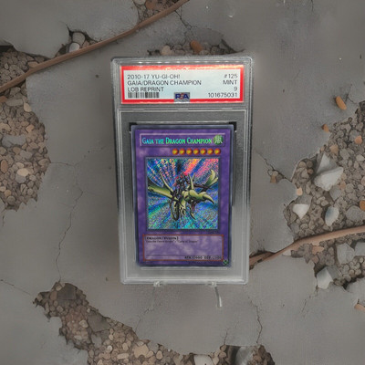 Yugioh Gaia The Dragon Champion Reprint LOB-125 Secret Rare MINT PSA 9 Card-image