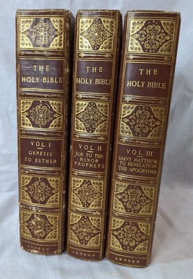 Complete Set: Illustrated Holy Bible & Apocrypha, Ballantyne Press, Gilt Leather-image