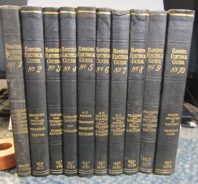 Hawkins Electrical Guide ~ Set of 10 volumes with Guilded Edges ~ 1917, 1927-image
