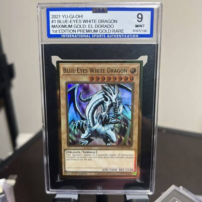 2021 YU-GI-OH! MAXIMUM GOLD: EL DORADO 1ST ED BLUE-EYES WHITE DRAGON ISA 9-image