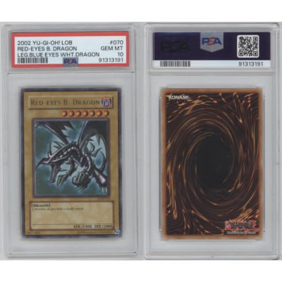 2002 Legend of Blue Eyes - Red Eyes Black Dragon PSA 10 - Unlimited LOB-070-image