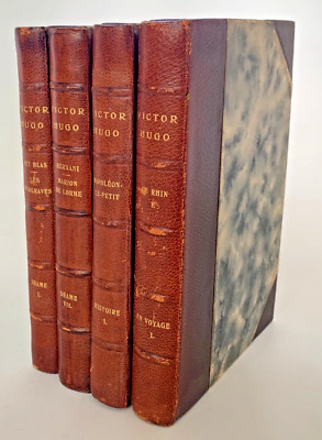 Beautifully bound Antique French Lit VICTOR HUGO ca. 1900 Leather Ruy Blas  etc-image