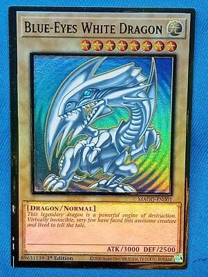 YuGiOh Cards - Blue-Eyes White Dragon - MAGO-EN001 - Near Mint! Misprinting!-image