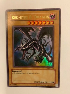 Yugioh Red Eyes Black Dragon LOB-070 Near Mint-image