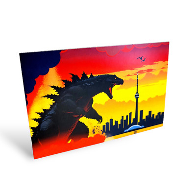 Godzilla Invasion CN Tower Toronto Comic Concept Art collectible fridge magnet-image