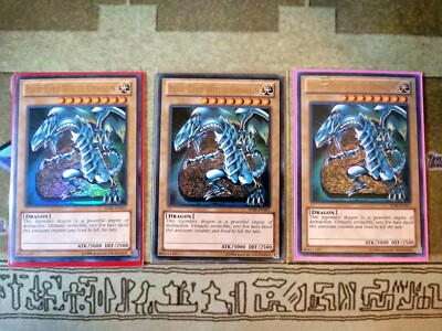 YUGIOH TCG 3X BLUE-EYES WHITE DRAGON SDBE-EN001 ULTRA UNLIMITED EDITION NM VER 4-image