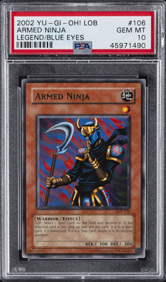 2002 YU-GI-OH! LOB-LEGEND OF BLUE EYES WHITE DRAGON #106 ARMED NINJA PSA 10-image