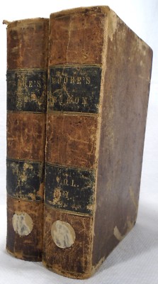 LIFE OF LORD BYRON Thomas Moore 1840 Two Volumes FULL LEATHER Rare Set !!-image