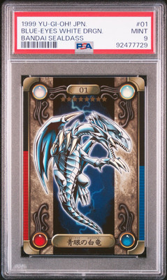psa9 1999 yu-gi-oh! jpn. blue-eyes white drgn. bandai sealdass-image