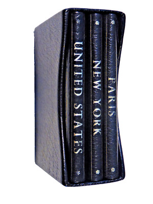 Gumps Bound by Hand English Leather MINI Address 3 Book Set 4x3