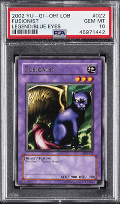 2002 YU-GI-OH! LOB-LEGEND OF BLUE EYES WHITE DRAGON #022 FUSIONIST PSA 10-image