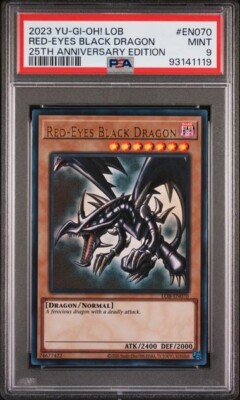 Red Eyes Black Dragon PSA 9 Mint LOB-EN070 Yu-Gi-Oh! 2023 LOB 25th Anniversary-image