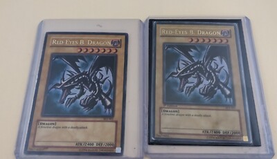 2x Red-Eyes Black Dragon SDJ-001 1st Edition and 2nd Good Condition-image