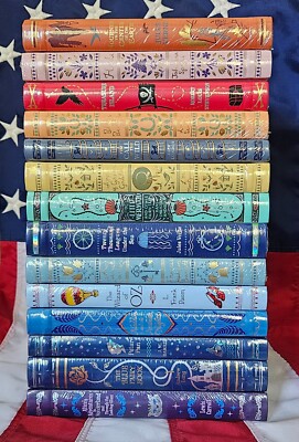 Set of 14 Bonded Leather Hardcover Children Books Peter Pan Alice Little Mermaid-image