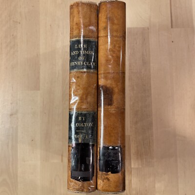 Antique Leather Book Set Colton's The Life and Times of Henry Clay Vol I&II 1845-image