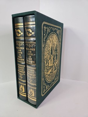 EASTON PRESS Walden Life in the Woods Thoreau 2 Vol Set Deluxe Leather Facsimile-image