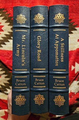 Civil War Set 3 Vol BRUCE CATTON Easton Press HC Leather Military History-image