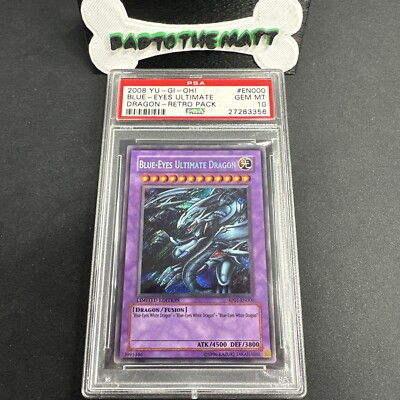 2008 Yu-Gi-Oh! Blue-Eyes Ultimate Dragon PSA 10 Dragon Retro Pack RP01-EN000 !-image
