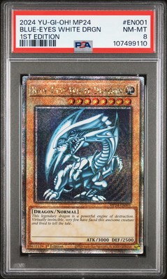 2024 YU-GI-OH! MP24-25TH ANV TIN: DUELING MIRRORS BLUE-EYES WHITE DRAGON PSA 8-image