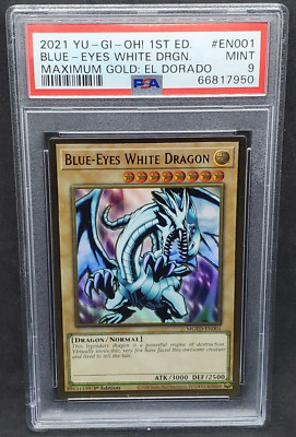 Yugioh PSA 9 MINT Blue-Eyes White Dragon MGED-EN001 1st Maximum Gold: El Dorado-image