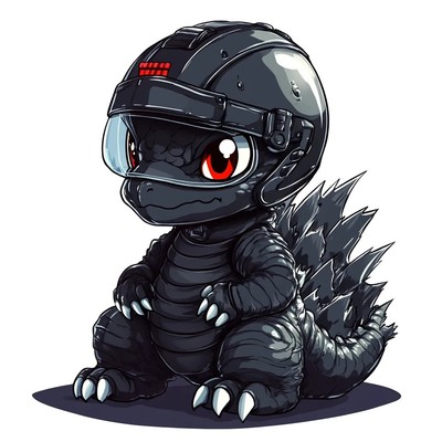 Chibi Godzilla Racing Helmet Vinyl Car Decal Sticker – Waterproof &-image