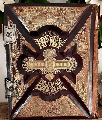 1892 Pictorial Family Holy Bible The Pronouncing Edition Illustrated Antique-image
