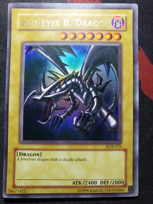 2002 Yugioh Red Eyes Black Dragon LOB-070 Unlimited Ultra Rare Great Condition-image