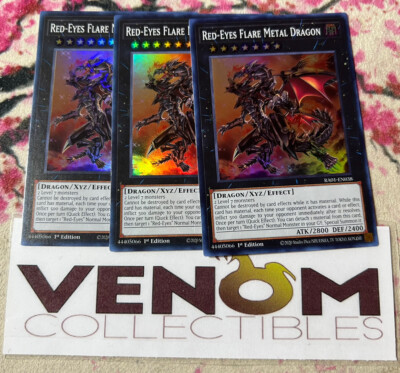 3x (M/NM) Red-Eyes Flare Metal Dragon RA01-EN038 Super Rare 1st Edition YuGiOh-image
