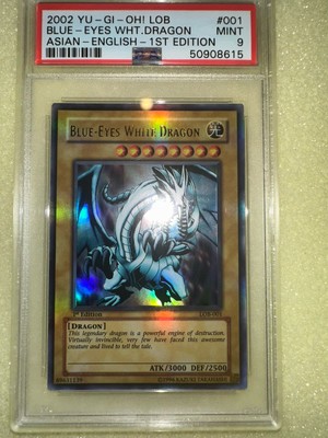 2002 Yu-Gi-Oh! LOB Blue eyes White Dragon 1st Edition Asian English PSA 9-image