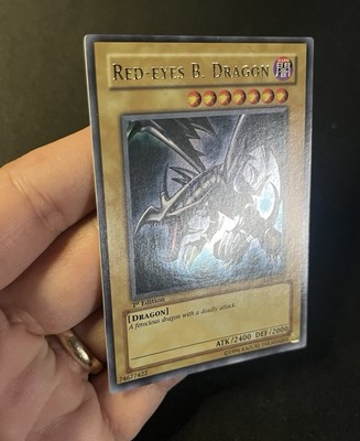 Yu-Gi-Oh! Red Eyes Black Dragon 1st Edition LOB-070 AE Print Excellent Condition-image