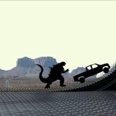 Tiny Godzilla Chasing Truck Decals-image